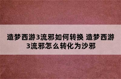 造梦西游3流邪如何转换 造梦西游3流邪怎么转化为沙邪